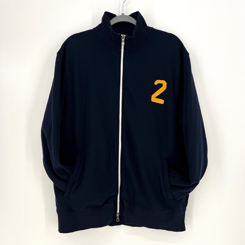 J.Crew Stadium Fleece Zip Track Jacket Navy St. Mark's‎ 2 Embroidered Men's XL